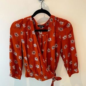 Madewell wrap have sleeve blouse.